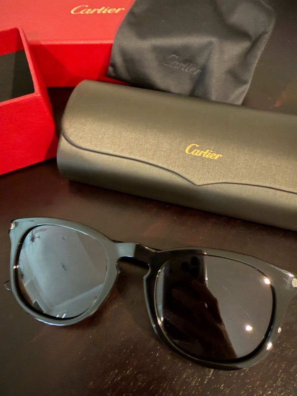 NEW Cartier CT0011SA 004 Black Unisex Sunglasses